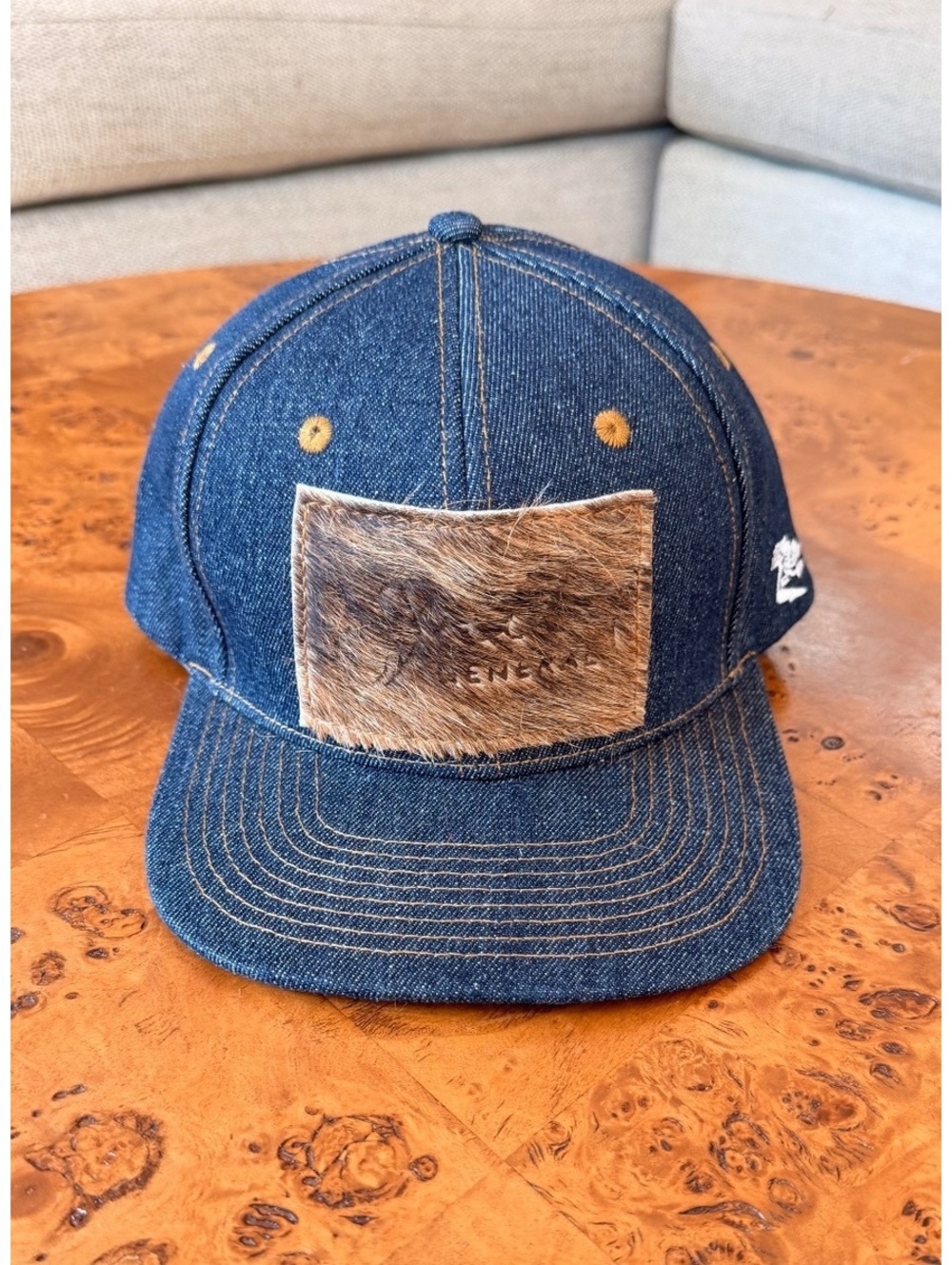 Ciano Farmer Denim Co Oak Cone Denim Snapback Hat with Fur Patch